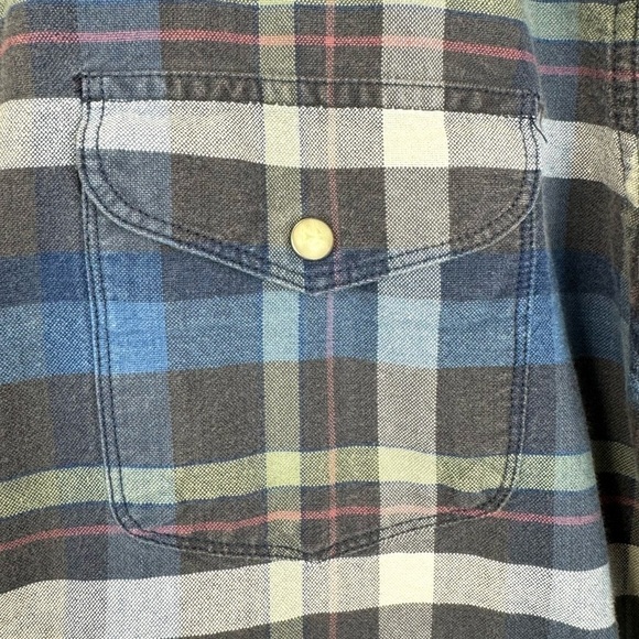 Lucky Brand Shirt Classic Fit Long Sleeves Snap Front Blue Green Plaid Large - Picture 5 of 12